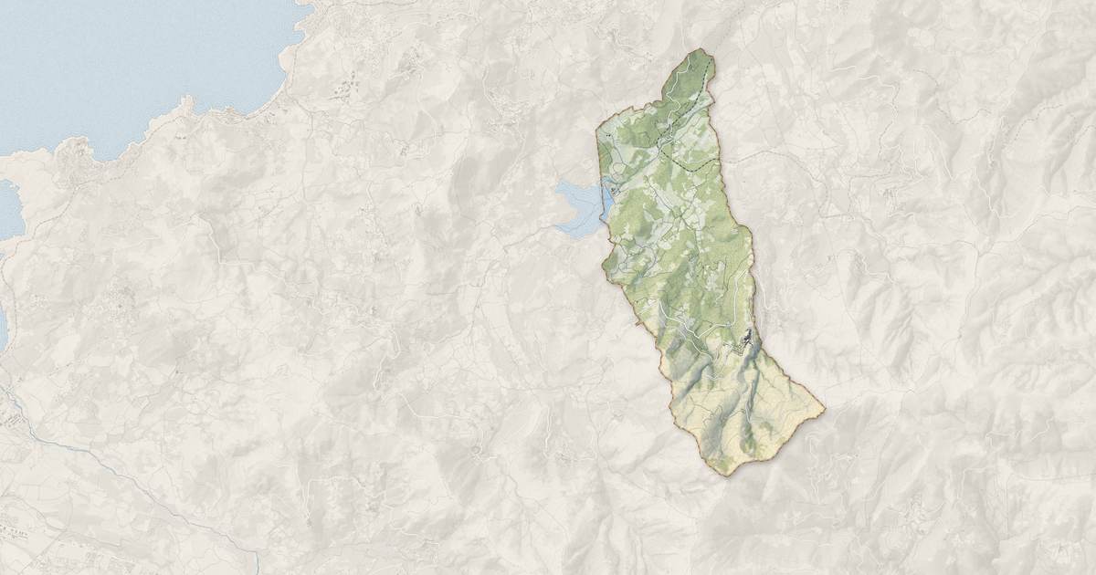 Portrait cartographique de Speloncato : relief, eau, forêts, bâti et voies, calculés à partir des données de l'IGN