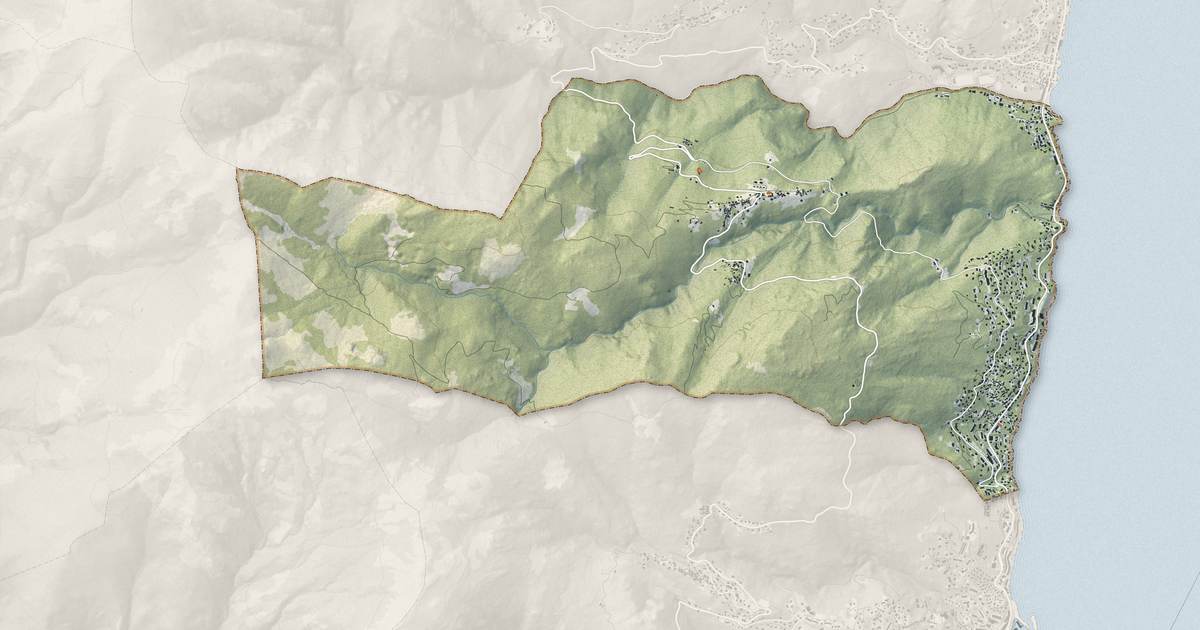 Portrait cartographique de San-Martino-di-Lota : relief, eau, forêts, bâti et voies, calculés à partir des données de l'IGN