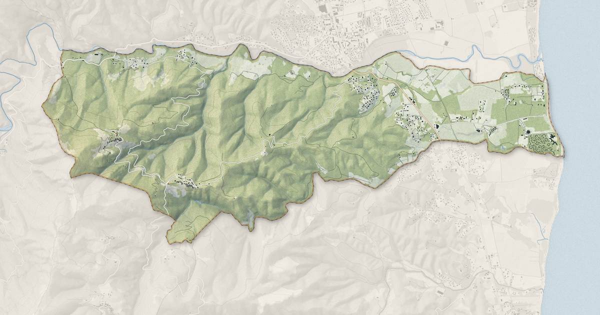 Portrait cartographique de Taglio-Isolaccio : relief, eau, forêts, bâti et voies, calculés à partir des données de l'IGN