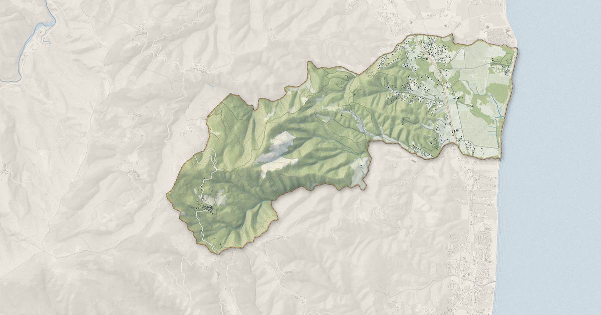 Portrait cartographique de Talasani : relief, eau, forêts, bâti et voies, calculés à partir des données de l'IGN