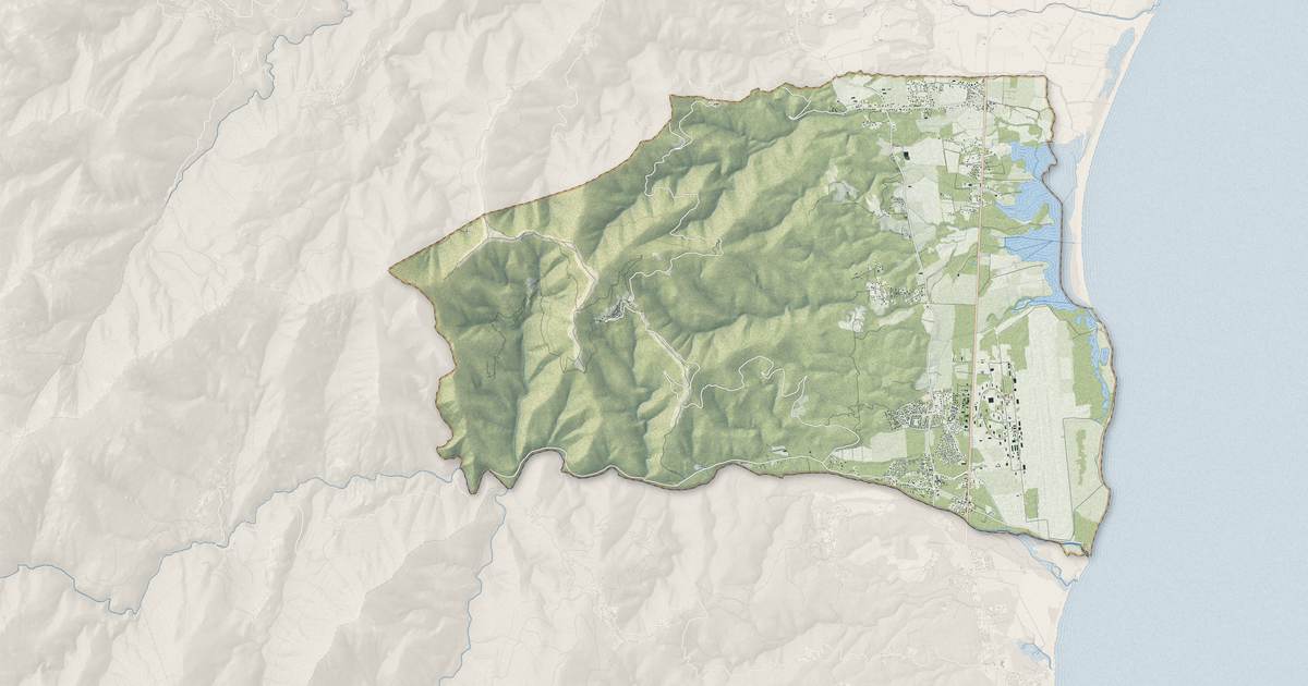 Portrait cartographique de Ventiseri : relief, eau, forêts, bâti et voies, calculés à partir des données de l'IGN