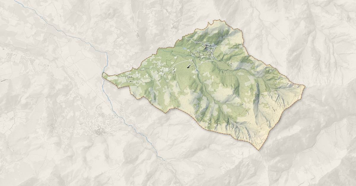 Portrait cartographique de Zilia : relief, eau, forêts, bâti et voies, calculés à partir des données de l'IGN