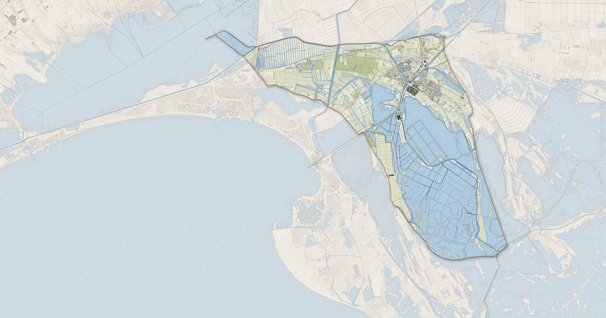 Portrait cartographique de Aigues-Mortes : relief, eau, forêts, bâti et voies, calculés à partir des données de l'IGN