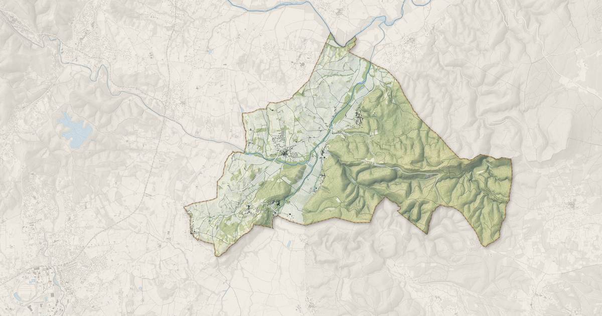 Portrait cartographique de Allègre-les-Fumades : relief, eau, forêts, bâti et voies, calculés à partir des données de l'IGN