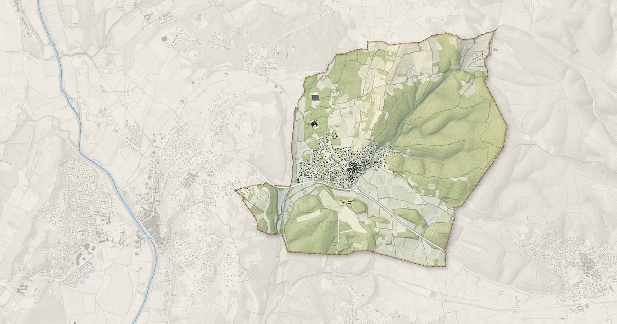 Portrait cartographique de Aujargues : relief, eau, forêts, bâti et voies, calculés à partir des données de l'IGN