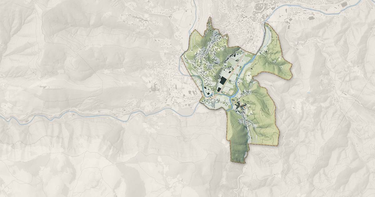 Portrait cartographique de Avèze : relief, eau, forêts, bâti et voies, calculés à partir des données de l'IGN