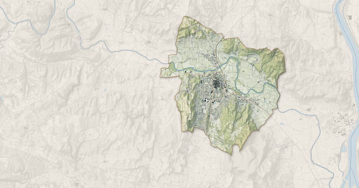 Portrait cartographique de Bagnols-sur-Cèze : relief, eau, forêts, bâti et voies, calculés à partir des données de l'IGN