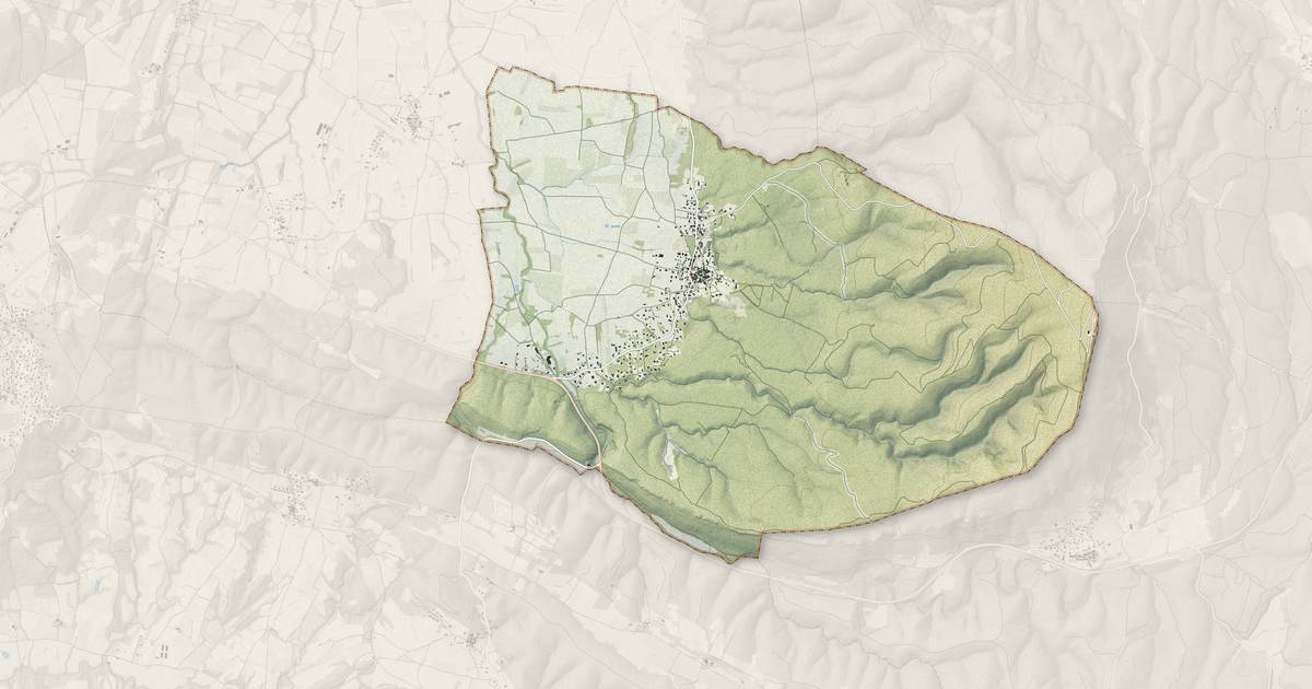 Portrait cartographique de Brouzet-lès-Alès : relief, eau, forêts, bâti et voies, calculés à partir des données de l'IGN