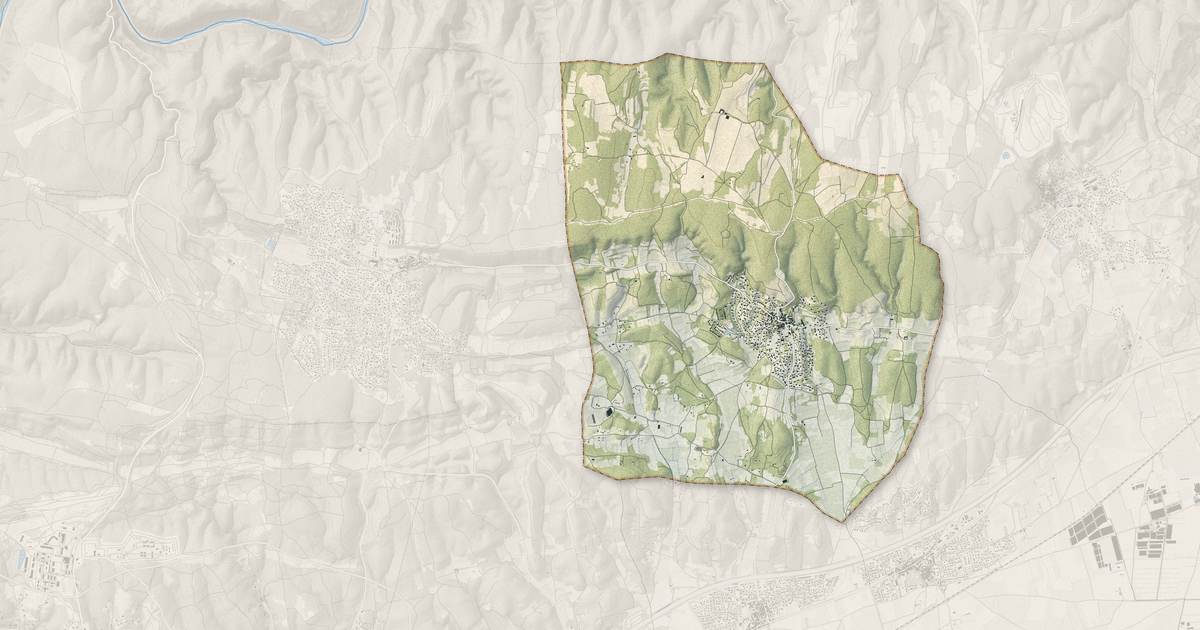 Portrait cartographique de Cabrières : relief, eau, forêts, bâti et voies, calculés à partir des données de l'IGN