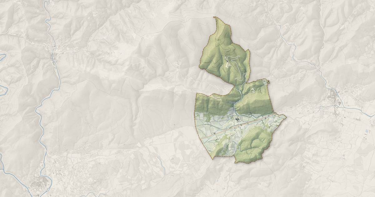 Portrait cartographique de La Cadière-et-Cambo : relief, eau, forêts, bâti et voies, calculés à partir des données de l'IGN