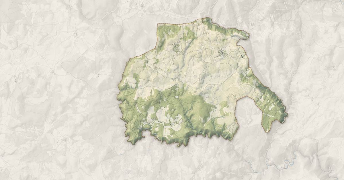 Portrait cartographique de Campestre-et-Luc : relief, eau, forêts, bâti et voies, calculés à partir des données de l'IGN