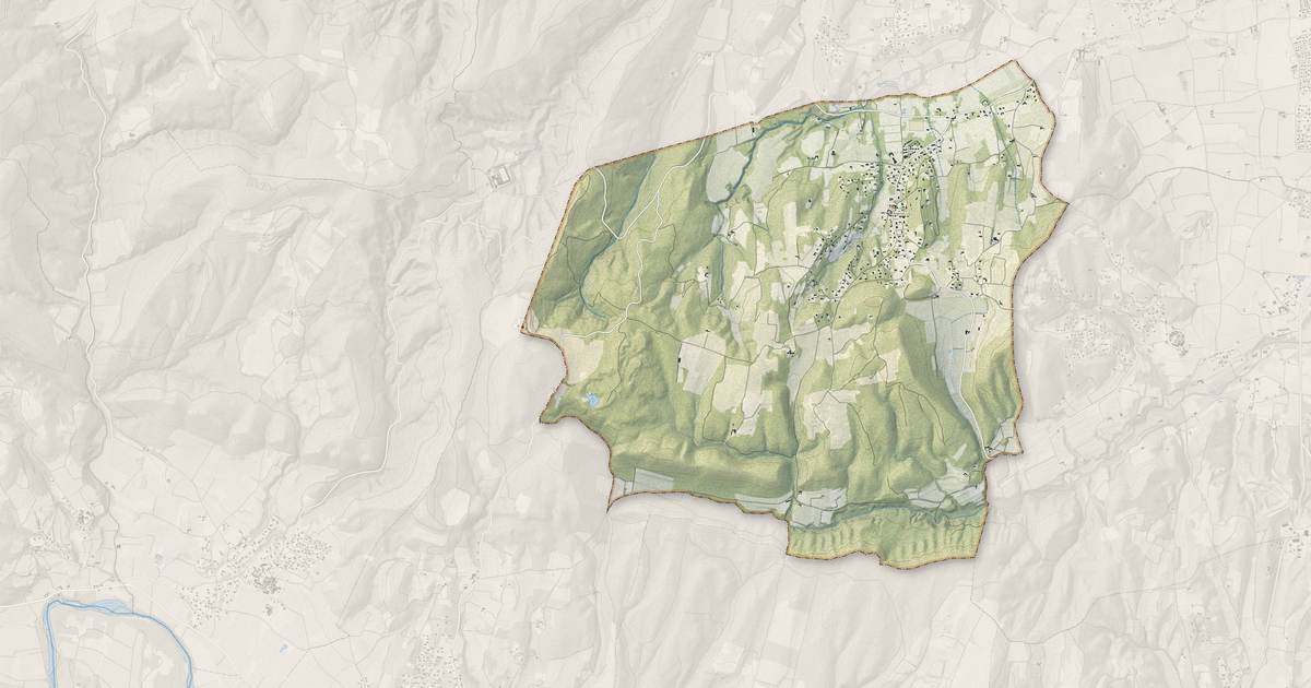 Portrait cartographique de Carsan : relief, eau, forêts, bâti et voies, calculés à partir des données de l'IGN