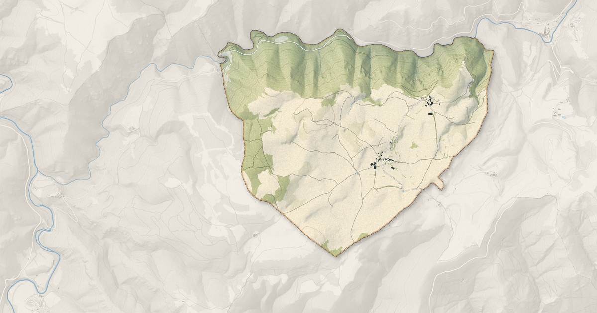 Portrait cartographique de Causse-Bégon : relief, eau, forêts, bâti et voies, calculés à partir des données de l'IGN