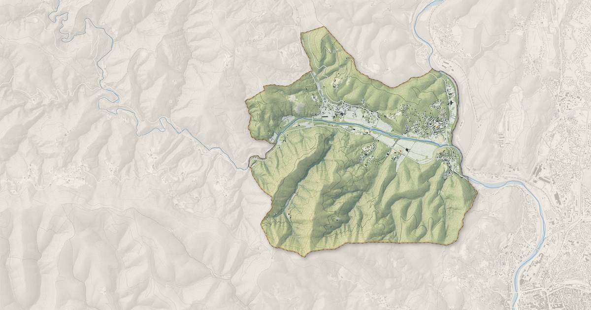 Portrait cartographique de Cendras : relief, eau, forêts, bâti et voies, calculés à partir des données de l'IGN