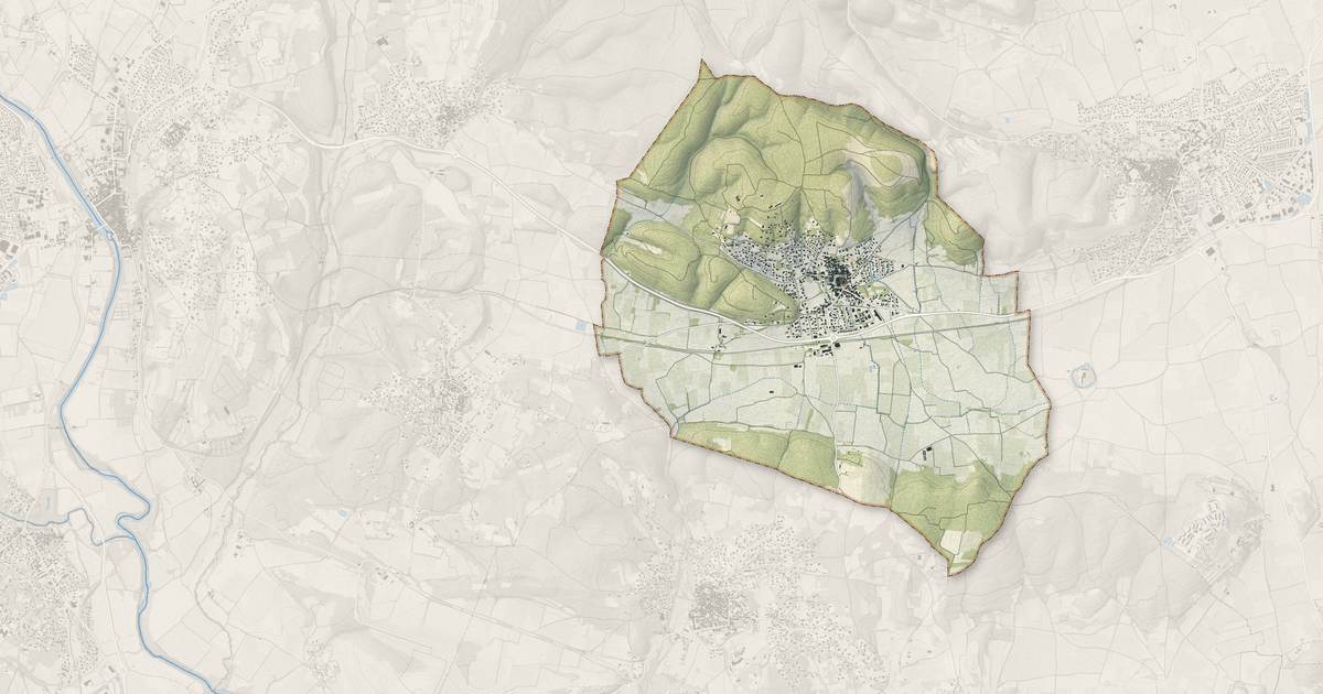Portrait cartographique de Congénies : relief, eau, forêts, bâti et voies, calculés à partir des données de l'IGN