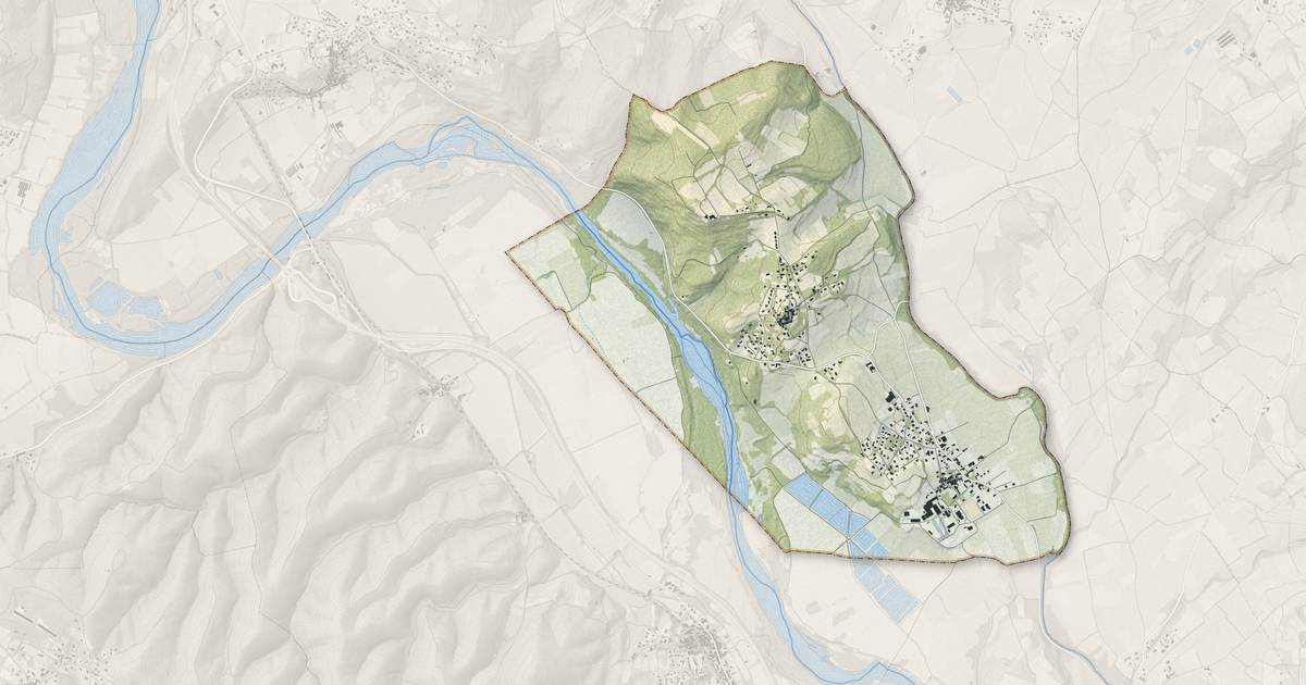 Portrait cartographique de Cruviers-Lascours : relief, eau, forêts, bâti et voies, calculés à partir des données de l'IGN