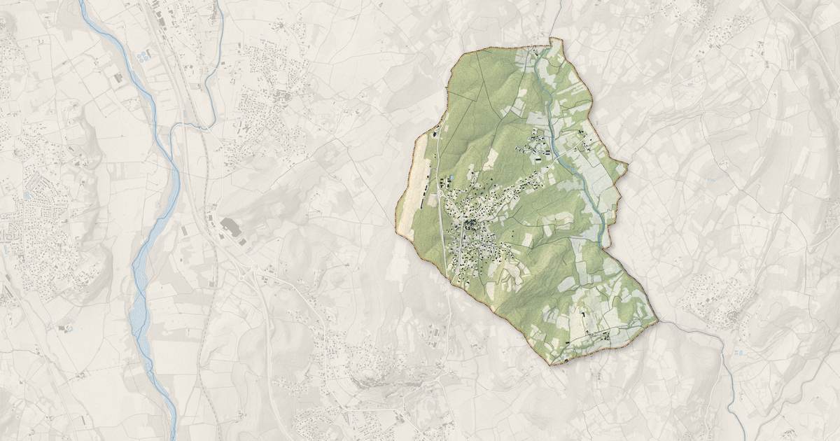 Portrait cartographique de Deaux : relief, eau, forêts, bâti et voies, calculés à partir des données de l'IGN