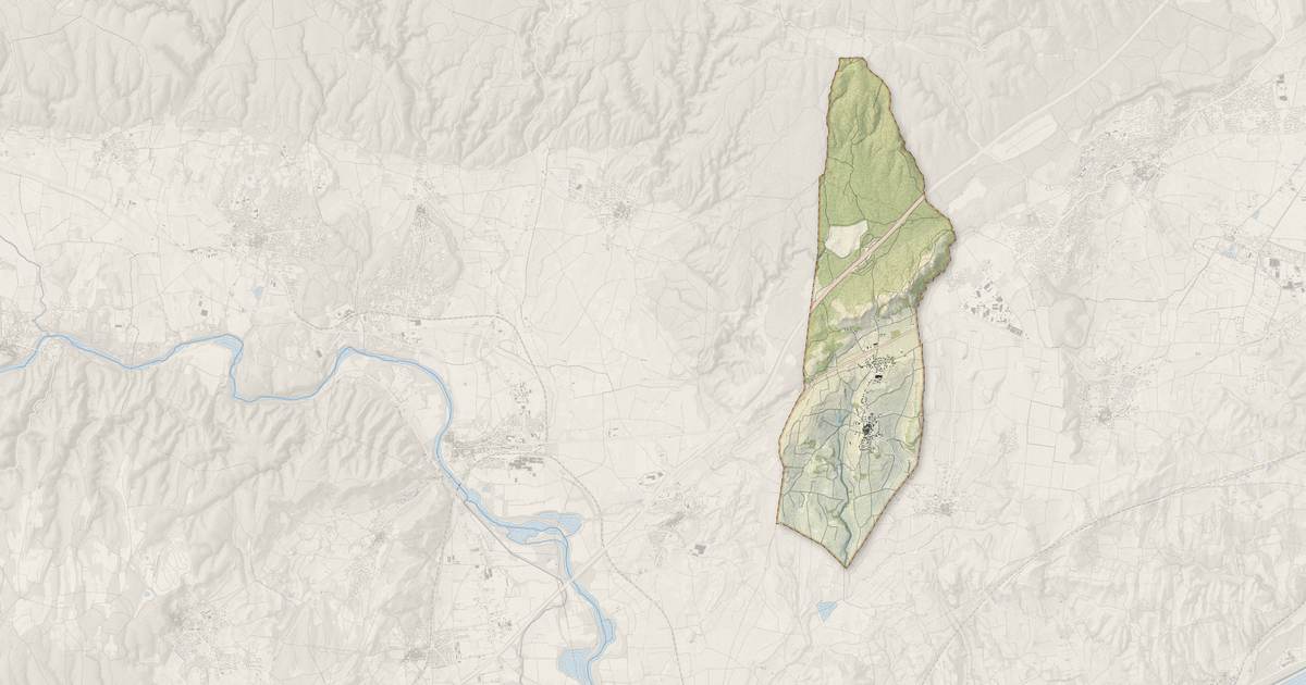 Portrait cartographique de Estézargues : relief, eau, forêts, bâti et voies, calculés à partir des données de l'IGN