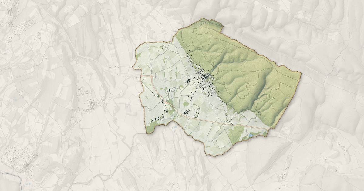 Portrait cartographique de Euzet : relief, eau, forêts, bâti et voies, calculés à partir des données de l'IGN