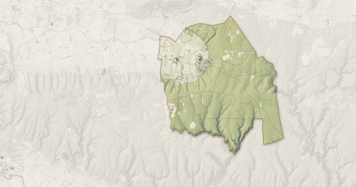 Portrait cartographique de Flaux : relief, eau, forêts, bâti et voies, calculés à partir des données de l'IGN