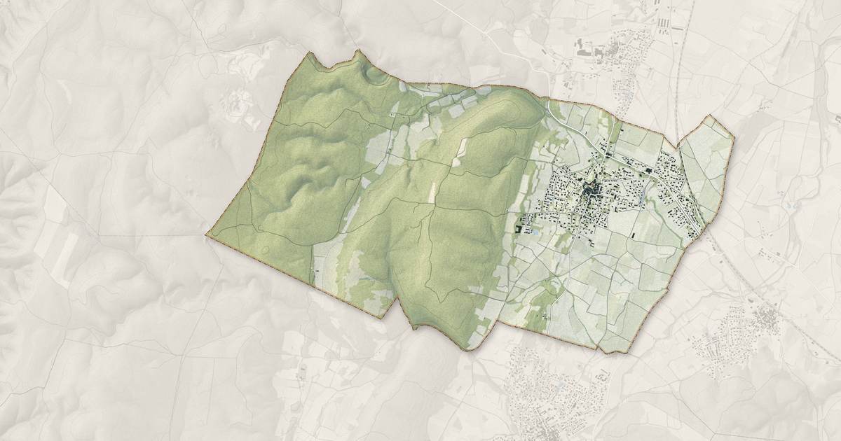 Portrait cartographique de Fons : relief, eau, forêts, bâti et voies, calculés à partir des données de l'IGN