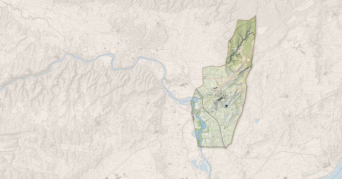 Portrait cartographique de Fournès : relief, eau, forêts, bâti et voies, calculés à partir des données de l'IGN
