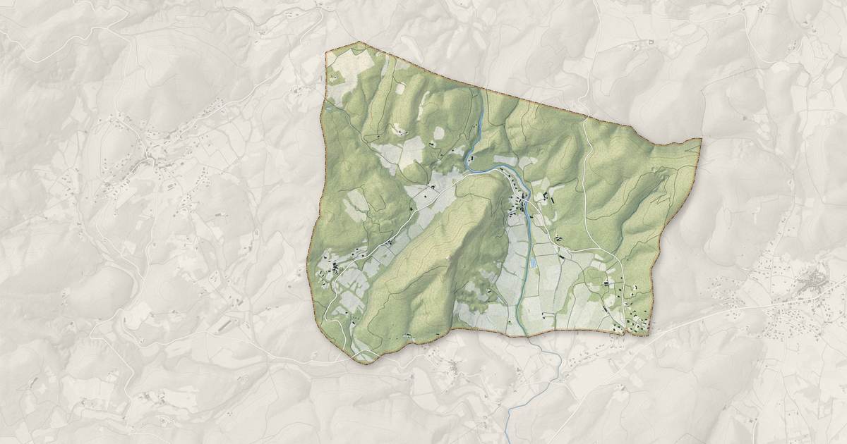 Portrait cartographique de Fressac : relief, eau, forêts, bâti et voies, calculés à partir des données de l'IGN