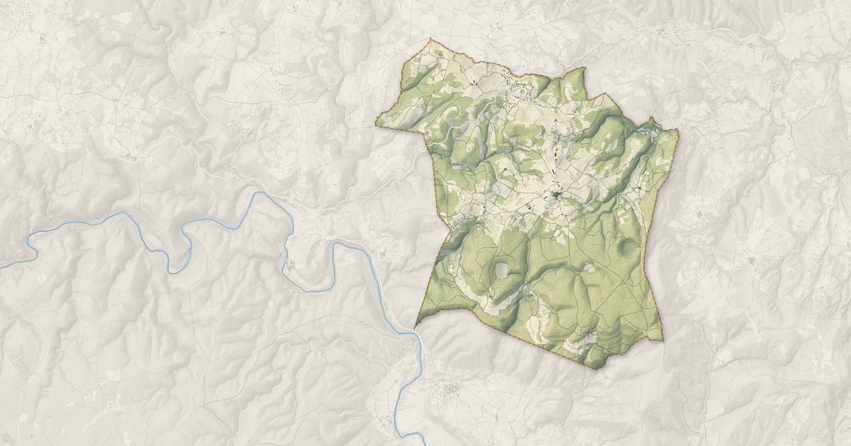 Portrait cartographique de Issirac : relief, eau, forêts, bâti et voies, calculés à partir des données de l'IGN
