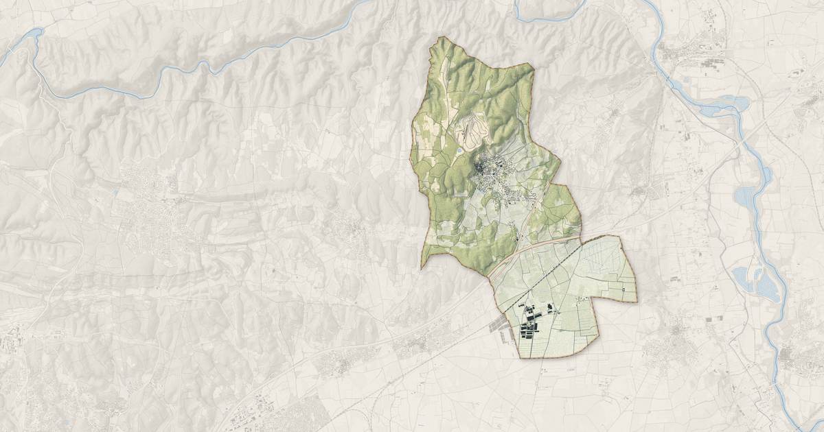 Portrait cartographique de Lédenon : relief, eau, forêts, bâti et voies, calculés à partir des données de l'IGN