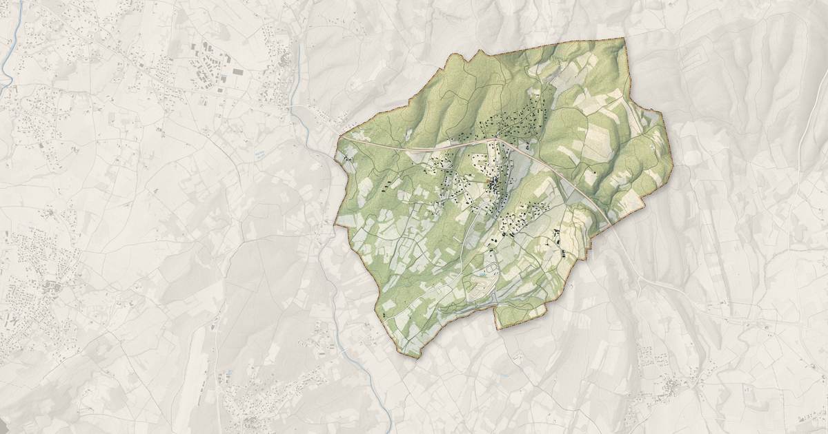 Portrait cartographique de Monteils : relief, eau, forêts, bâti et voies, calculés à partir des données de l'IGN