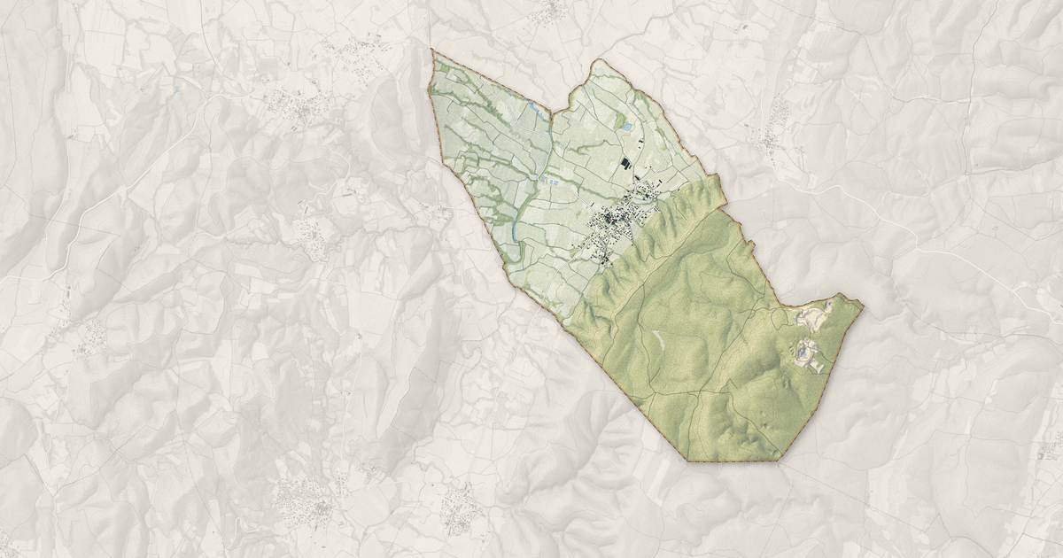 Portrait cartographique de Moulézan : relief, eau, forêts, bâti et voies, calculés à partir des données de l'IGN