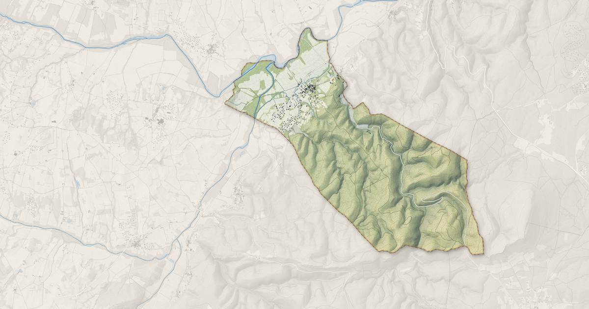 Portrait cartographique de Rivières : relief, eau, forêts, bâti et voies, calculés à partir des données de l'IGN