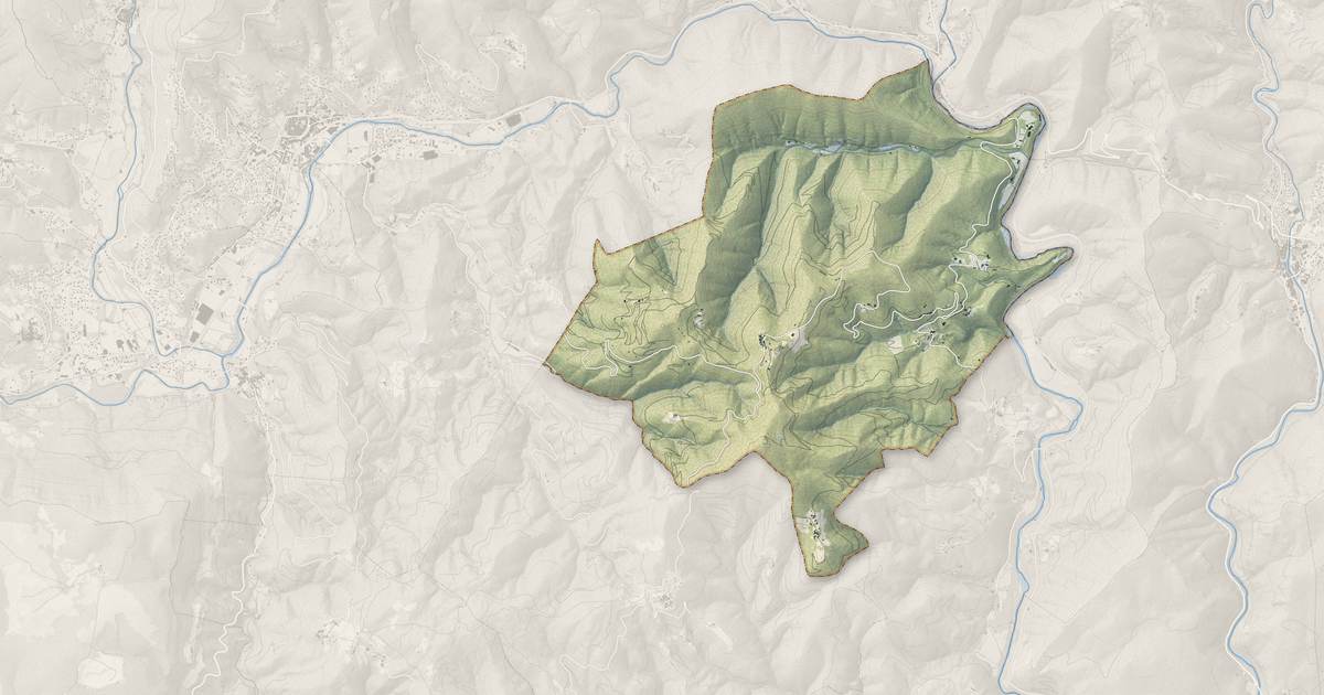 Portrait cartographique de Roquedur : relief, eau, forêts, bâti et voies, calculés à partir des données de l'IGN