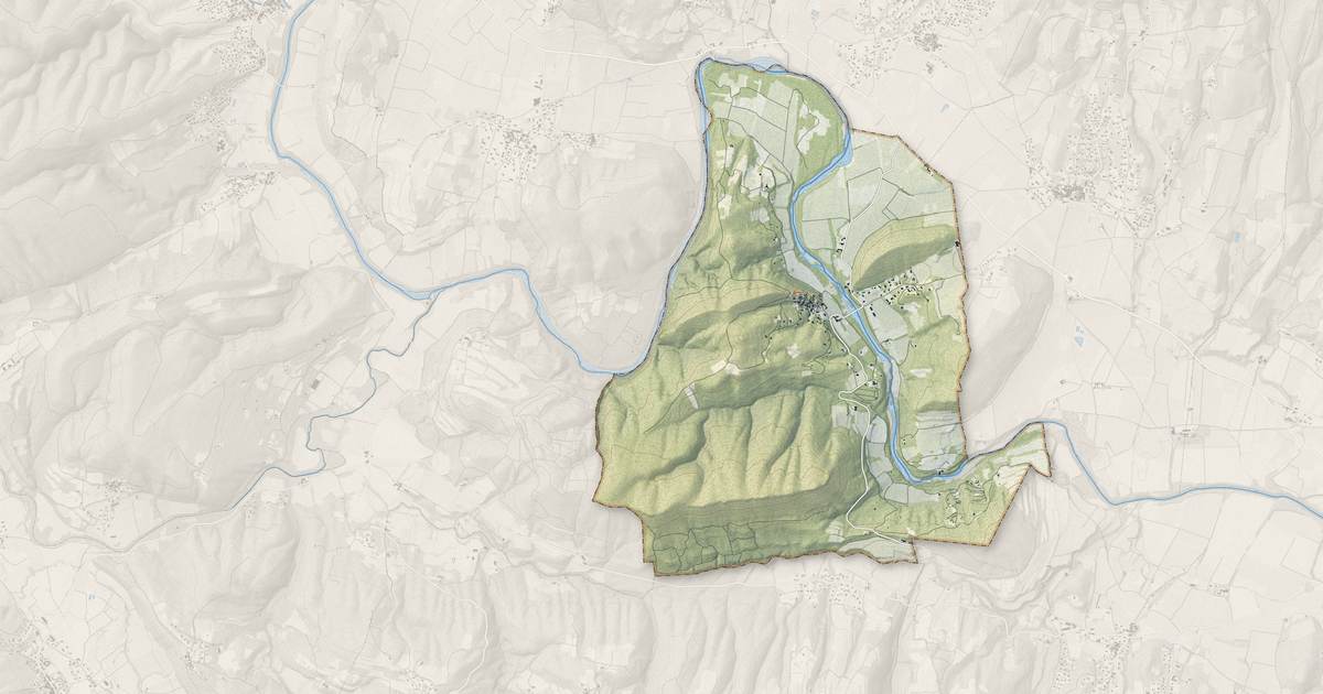 Portrait cartographique de La Roque-sur-Cèze : relief, eau, forêts, bâti et voies, calculés à partir des données de l'IGN