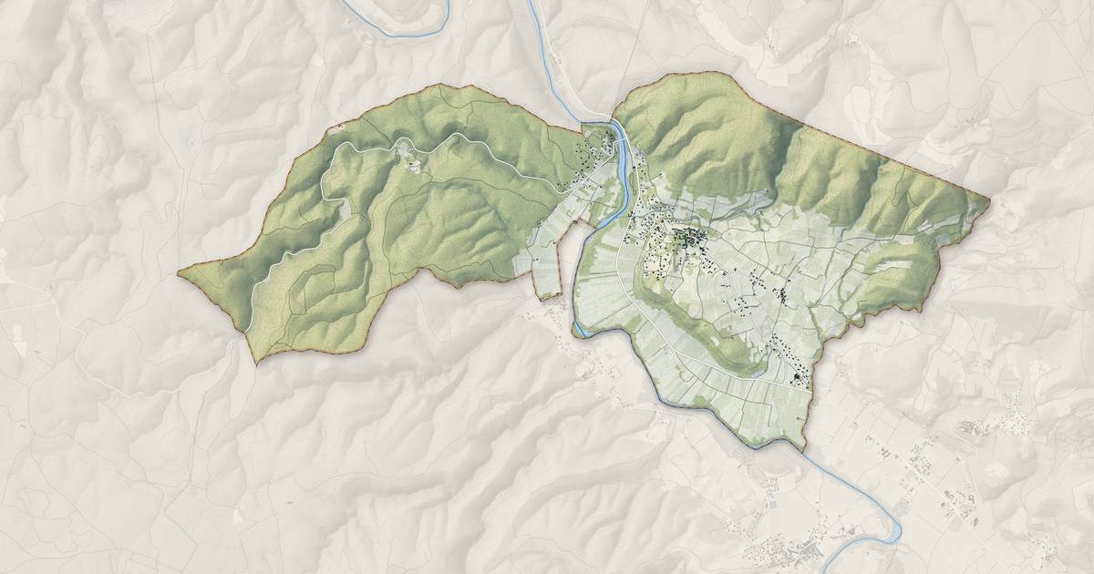 Portrait cartographique de Saint-André-de-Roquepertuis : relief, eau, forêts, bâti et voies, calculés à partir des données de l'IGN