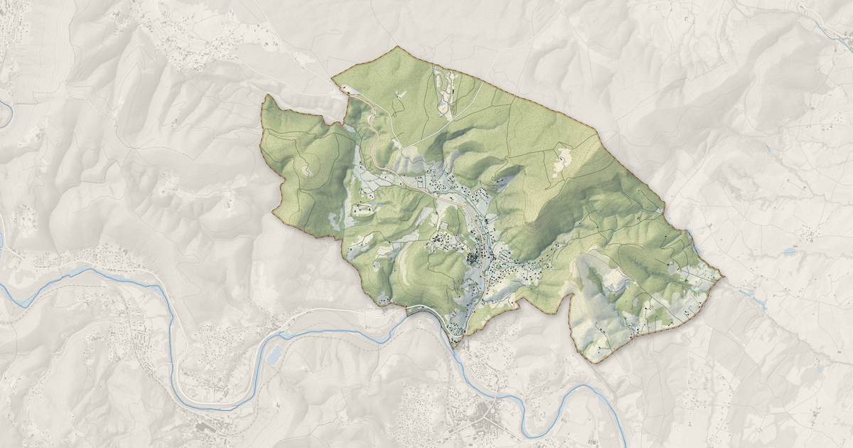 Portrait cartographique de Saint-Brès : relief, eau, forêts, bâti et voies, calculés à partir des données de l'IGN