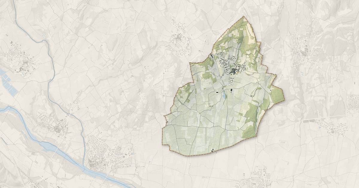 Portrait cartographique de Saint-Dézéry : relief, eau, forêts, bâti et voies, calculés à partir des données de l'IGN