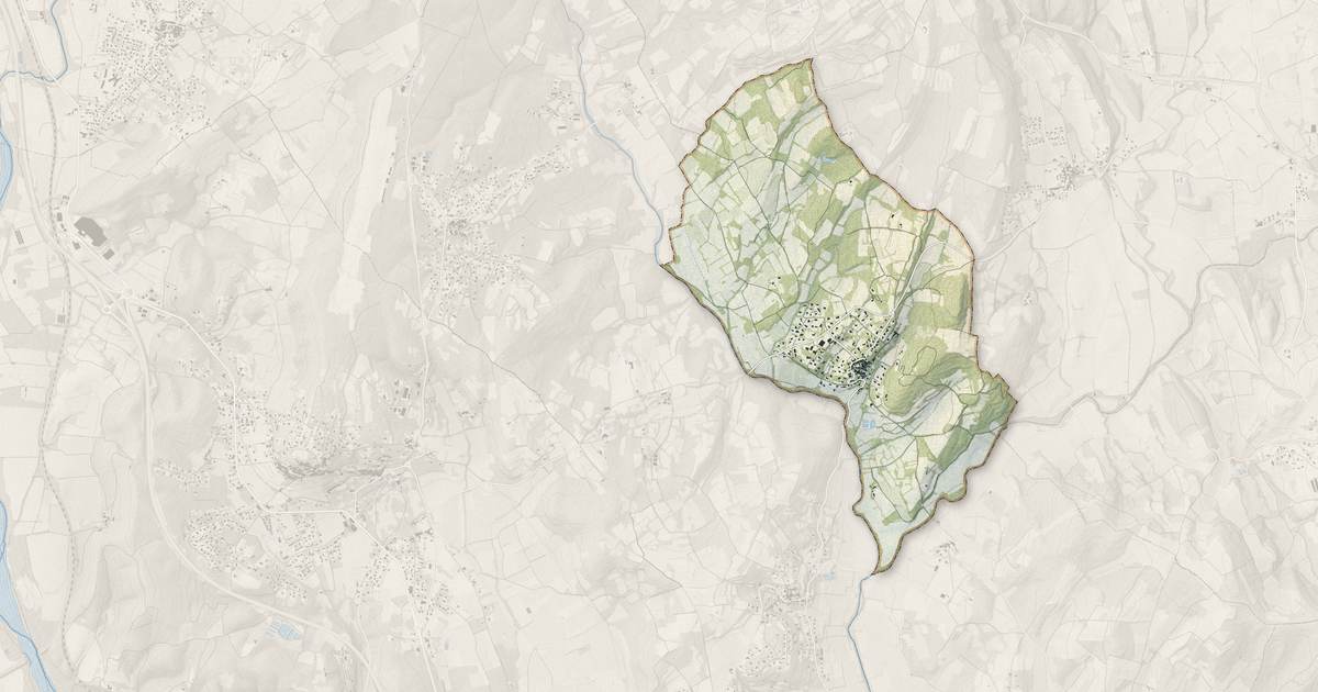 Portrait cartographique de Saint-Étienne-de-l'Olm : relief, eau, forêts, bâti et voies, calculés à partir des données de l'IGN