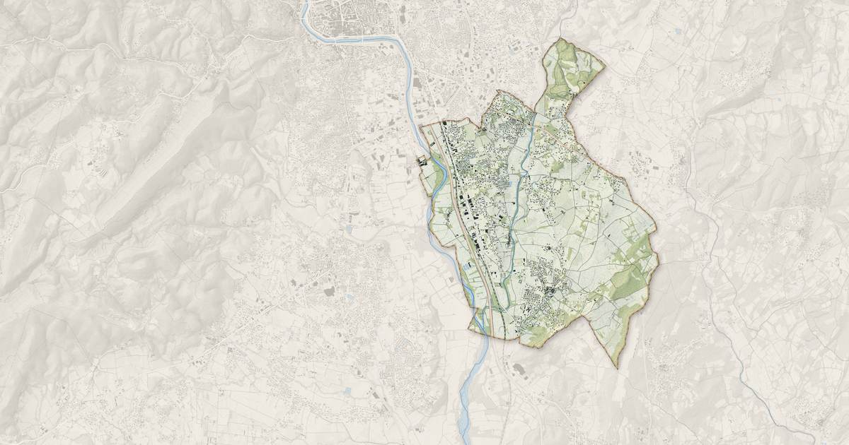Portrait cartographique de Saint-Hilaire-de-Brethmas : relief, eau, forêts, bâti et voies, calculés à partir des données de l'IGN