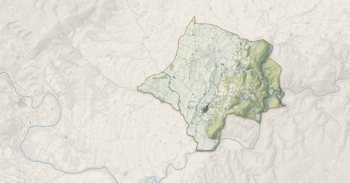 Portrait cartographique de Saint-Jean-de-Maruéjols-et-Avéjan : relief, eau, forêts, bâti et voies, calculés à partir des données de l'IGN