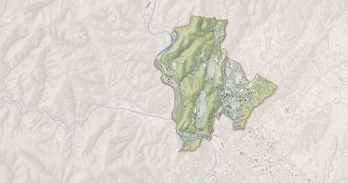 Portrait cartographique de Saint-Martin-de-Valgalgues : relief, eau, forêts, bâti et voies, calculés à partir des données de l'IGN