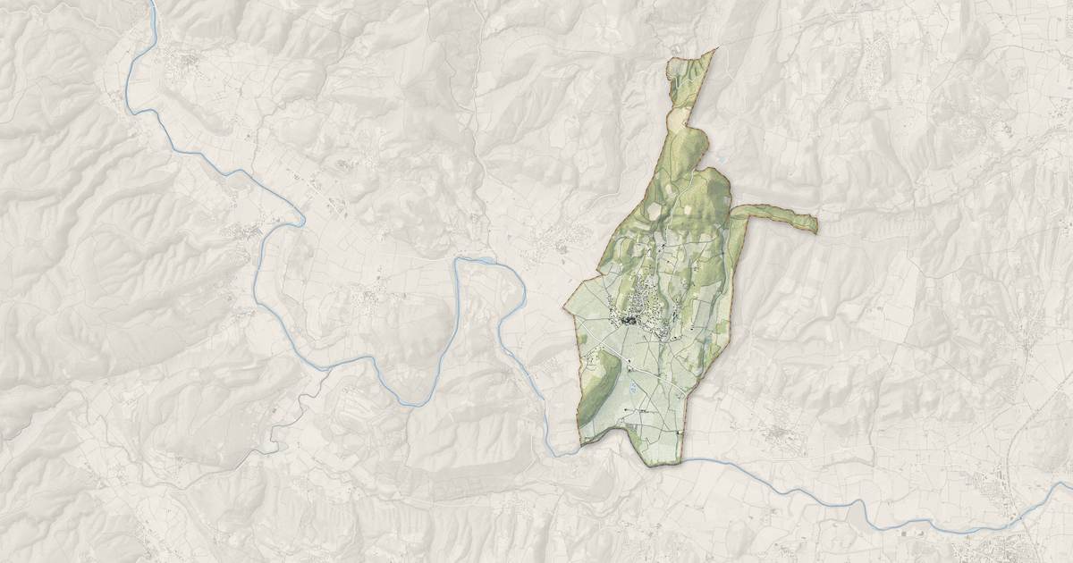 Portrait cartographique de Saint-Michel-d'Euzet : relief, eau, forêts, bâti et voies, calculés à partir des données de l'IGN