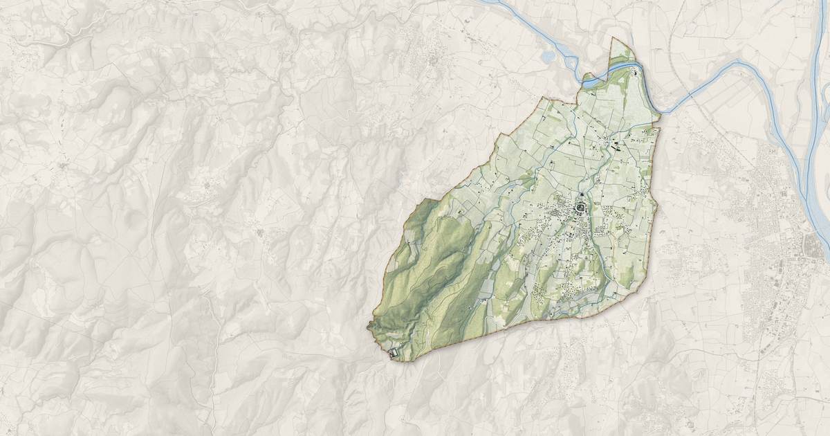 Portrait cartographique de Saint-Paulet-de-Caisson : relief, eau, forêts, bâti et voies, calculés à partir des données de l'IGN