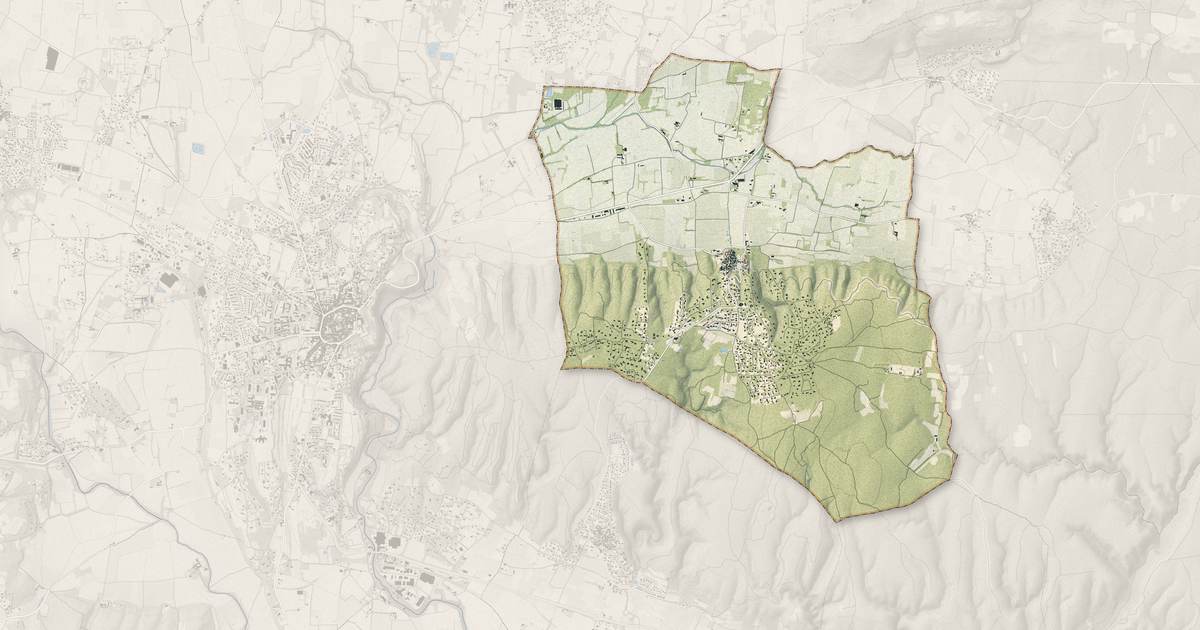 Portrait cartographique de Saint-Siffret : relief, eau, forêts, bâti et voies, calculés à partir des données de l'IGN