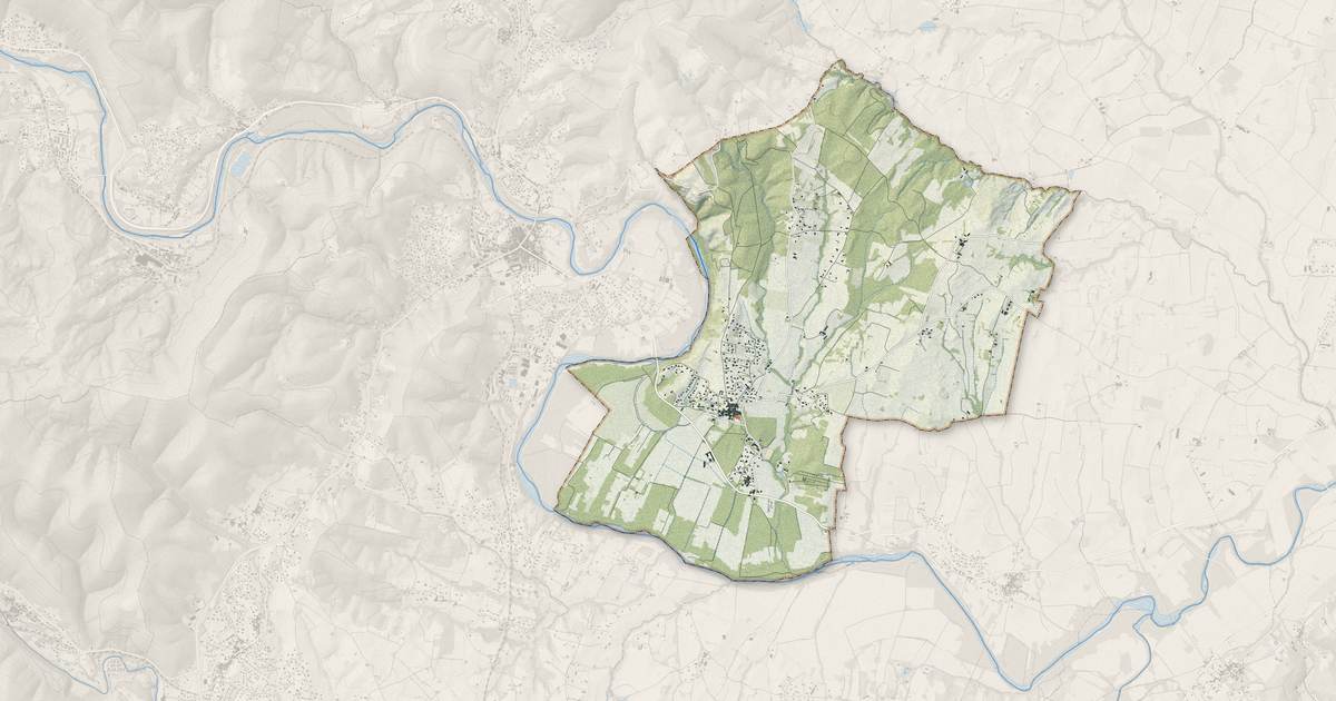 Portrait cartographique de Saint-Victor-de-Malcap : relief, eau, forêts, bâti et voies, calculés à partir des données de l'IGN