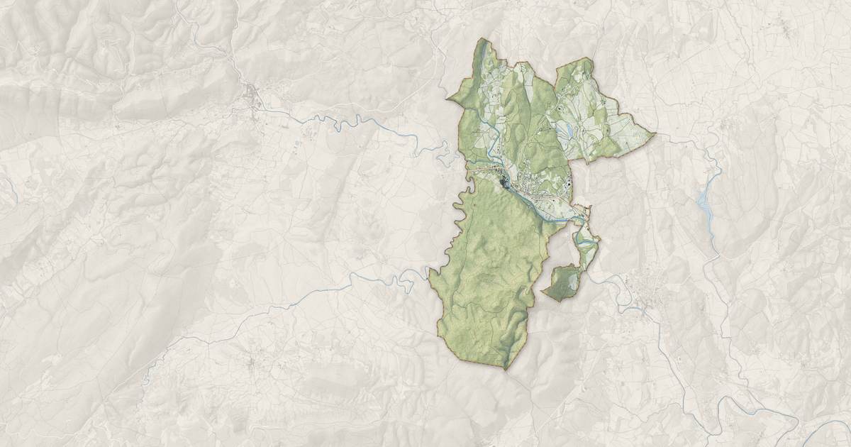 Portrait cartographique de Sauve : relief, eau, forêts, bâti et voies, calculés à partir des données de l'IGN