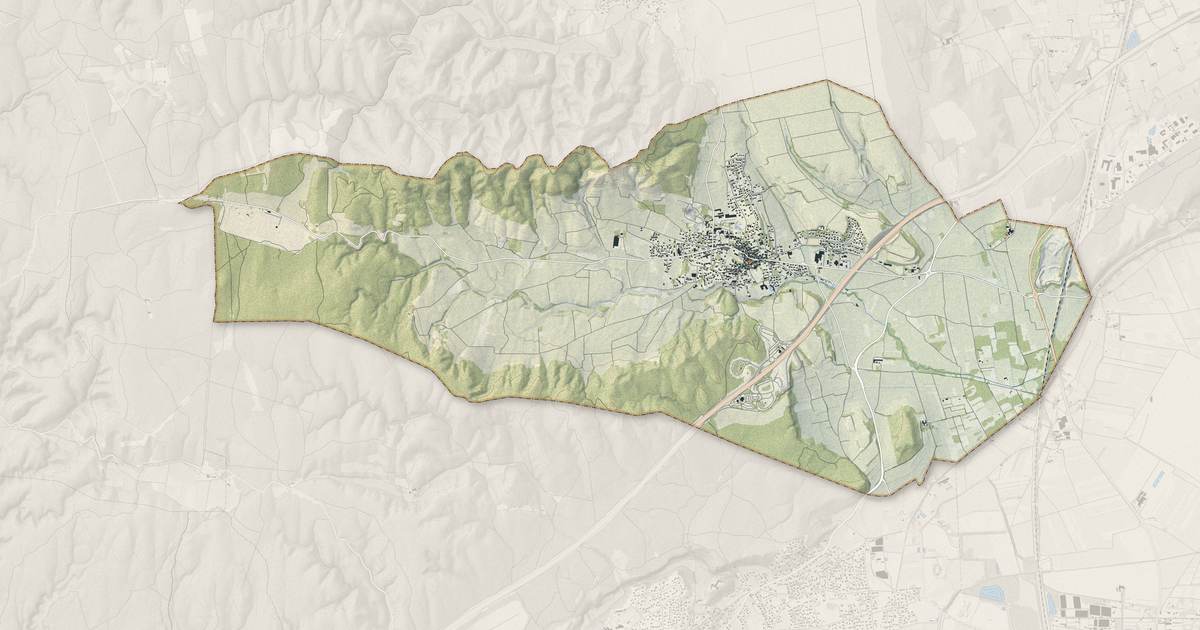 Portrait cartographique de Tavel : relief, eau, forêts, bâti et voies, calculés à partir des données de l'IGN