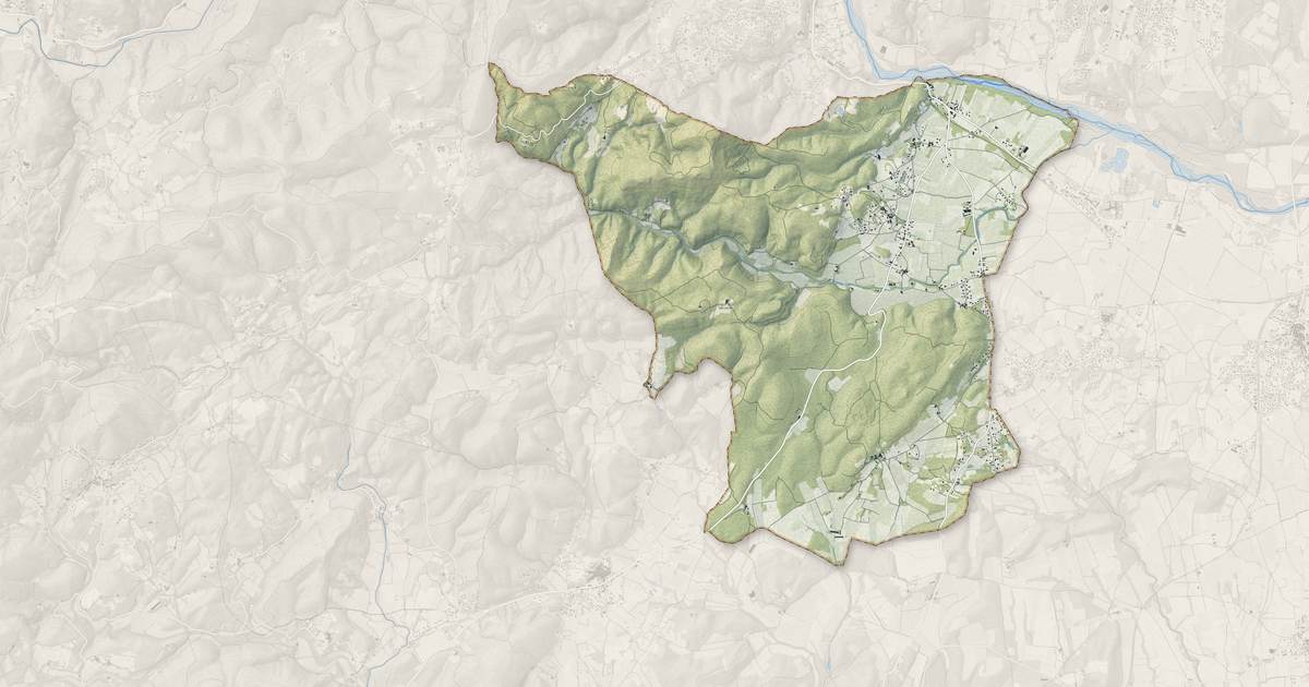 Portrait cartographique de Tornac : relief, eau, forêts, bâti et voies, calculés à partir des données de l'IGN