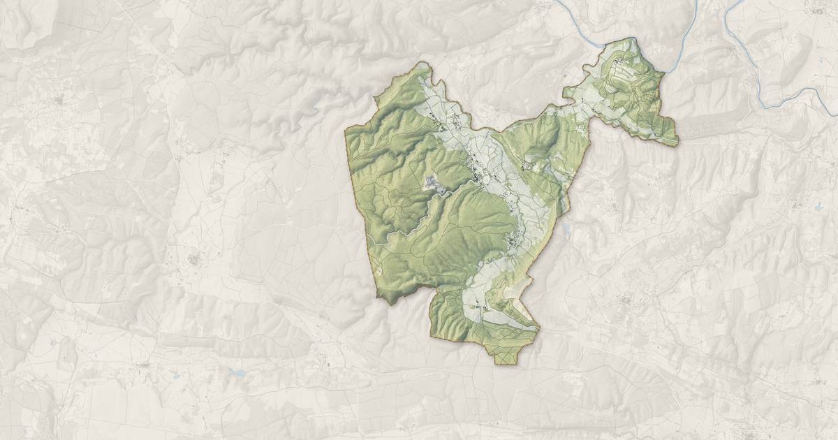 Portrait cartographique de Verfeuil : relief, eau, forêts, bâti et voies, calculés à partir des données de l'IGN