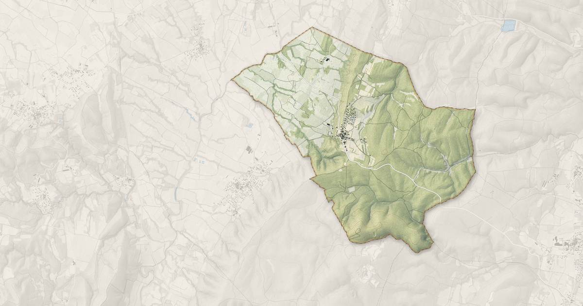 Portrait cartographique de Montagnac : relief, eau, forêts, bâti et voies, calculés à partir des données de l'IGN